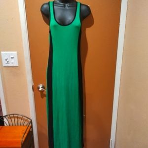 B2 Calvin Klein Maxi Green and Black Summer Tank Top Dress Size Medium
